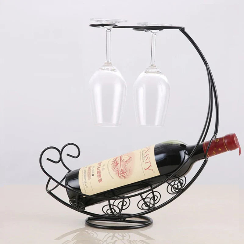 Cremalheira de vinho + suporte de taças