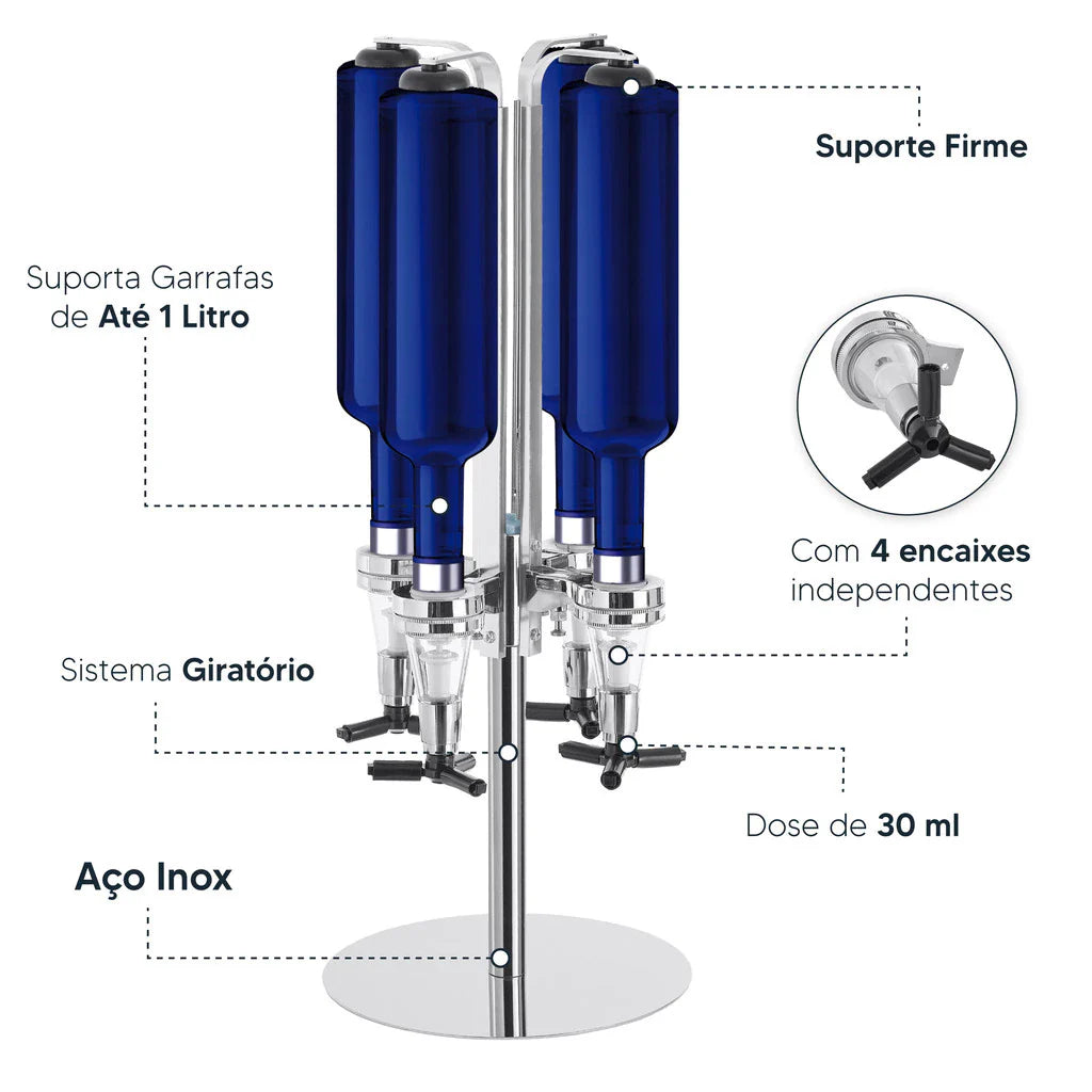 Porta Bebidas Dispenser Dosador Giratório 4