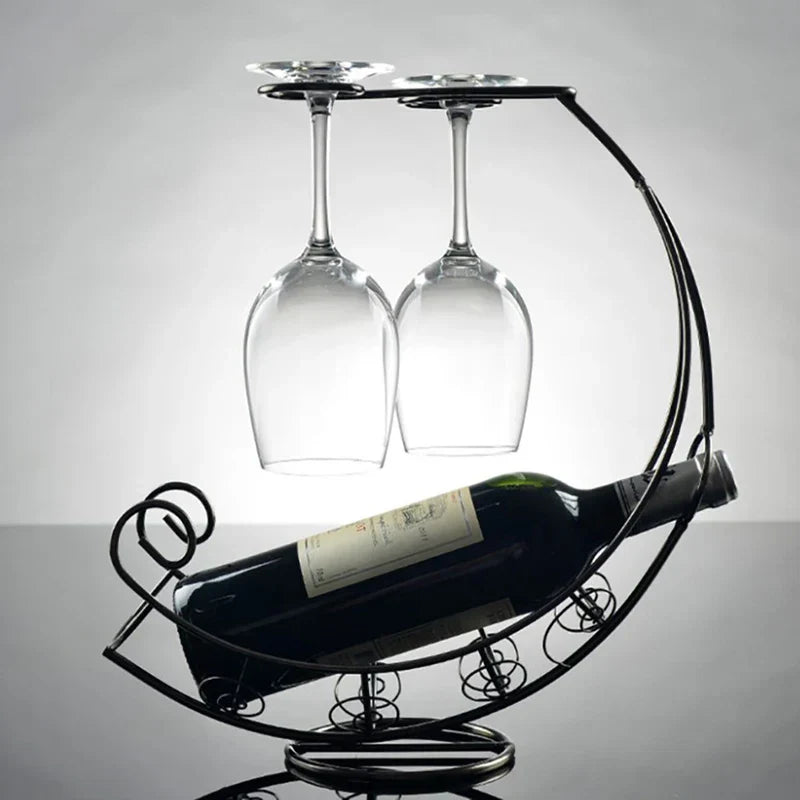 Cremalheira de vinho + suporte de taças
