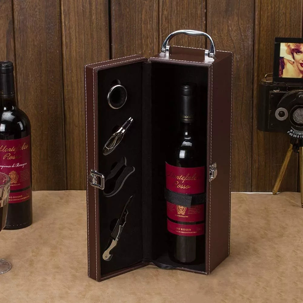 Maleta porta vinho de couro