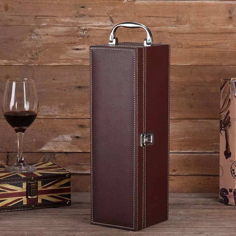 Maleta porta vinho de couro