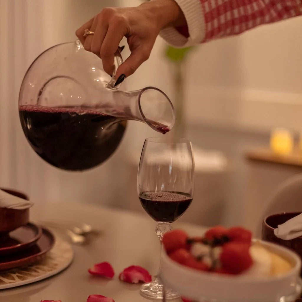 Decanter de vinho com alça em vidro